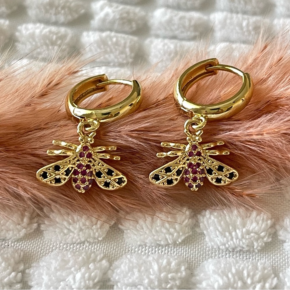 Gold Plated Honey Bee Earrings